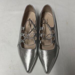 Elegant Silver Lace-Up Women's Flats